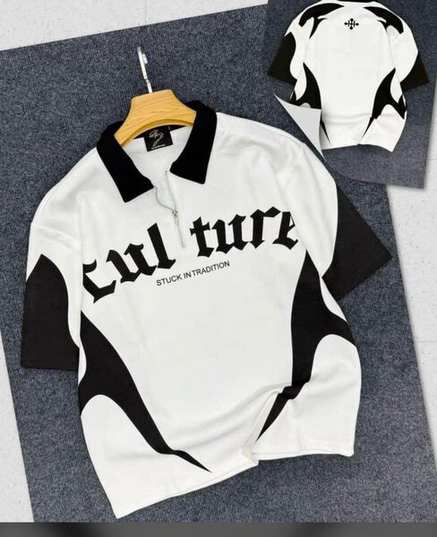 Polo homme 'Culture' blanc et noir