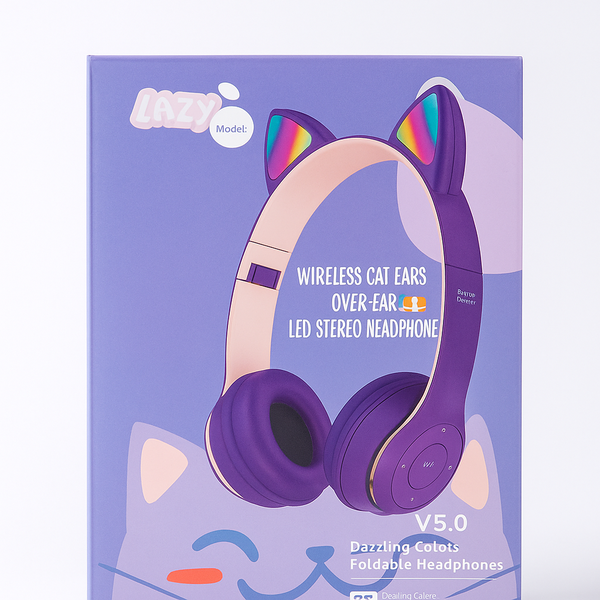 Casque  fil oreille chat LED