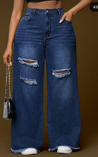 Jeans larges déchirés pour femme