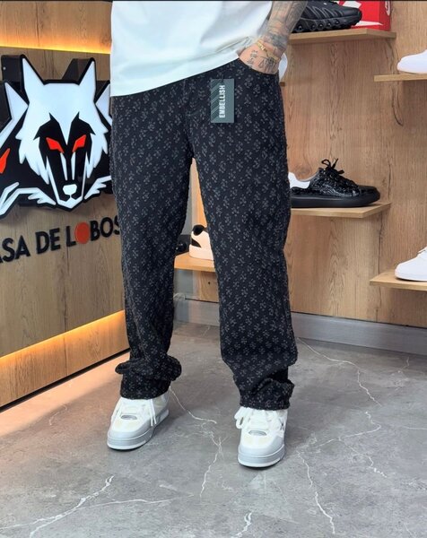 Pantalon noir à motifs homme