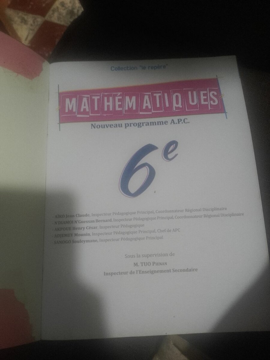 Livre de Mathématiques 6e APC