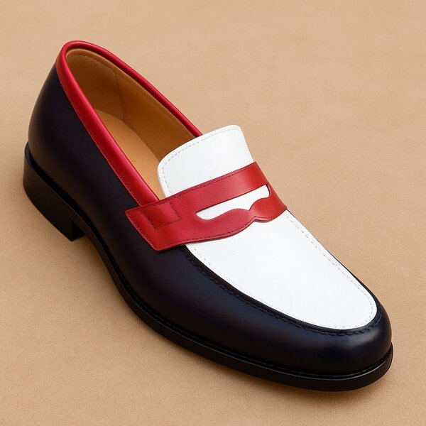 Mocassin cuir tricolore