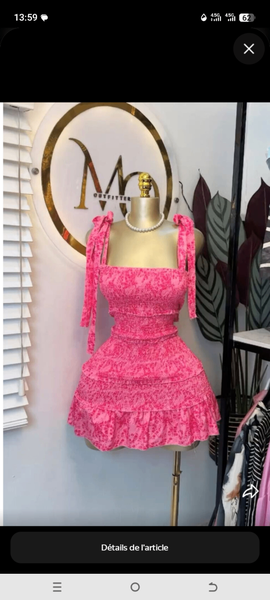 Robe courte rose en dentelle pour femmes