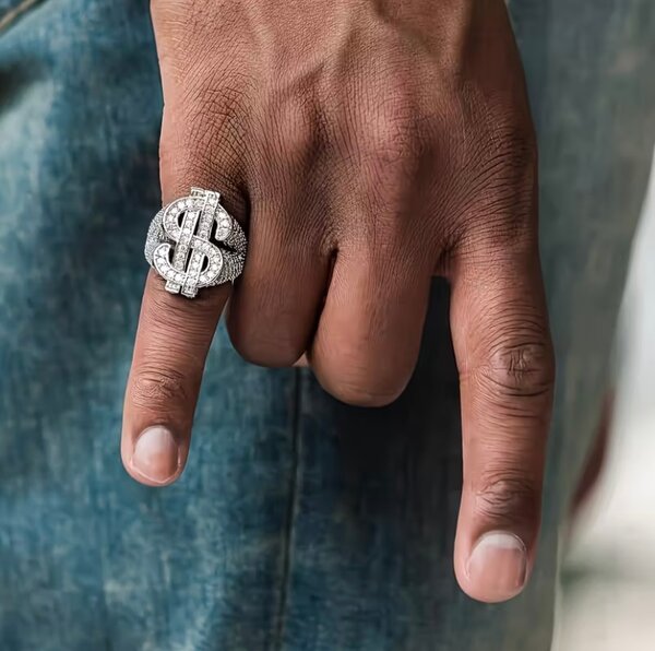 Bague homme signe dollar luxe