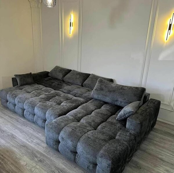 Canapé gris foncé en velours