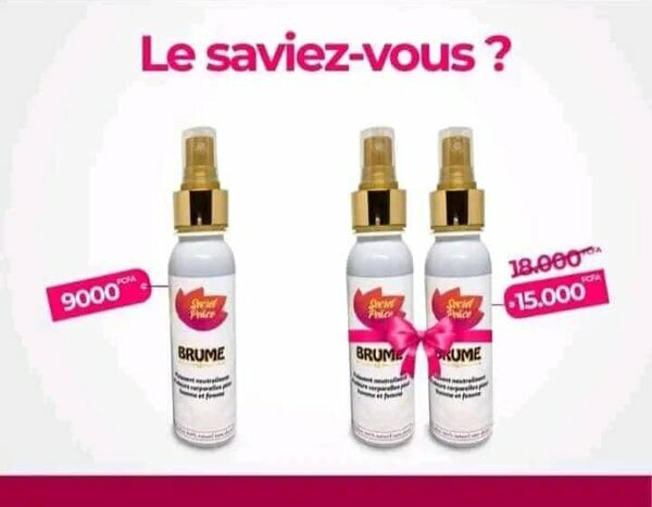 Lot 2 brumes d’odeur corporelle 125ml