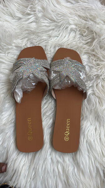 Mules argentées femme Queen