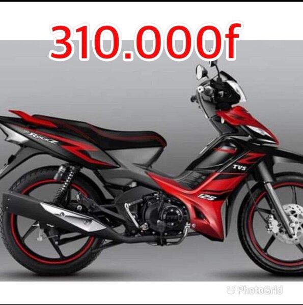 TVS moto rouge et noir