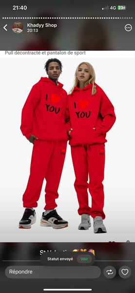 Ensemble survêtement rouge couple