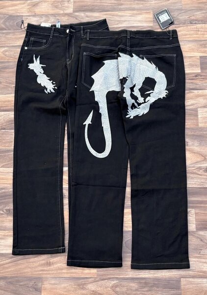 Pantalon Jean Flare Motif