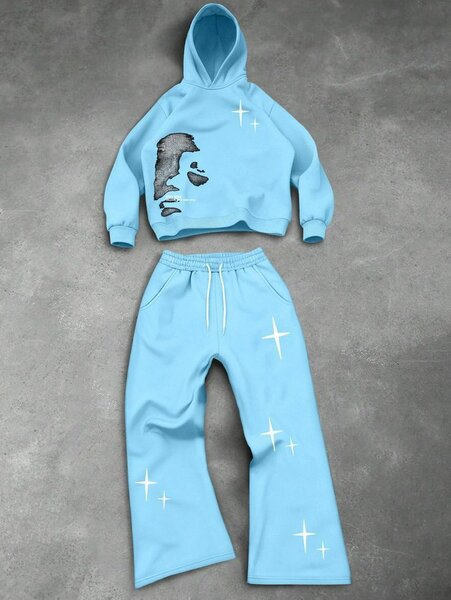 Ensemble survêtement bleu ciel étoilé