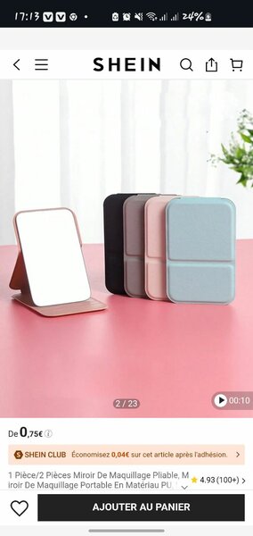 Miroir de maquillage pliable