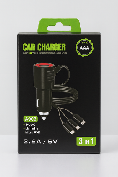 Chargeur Voiture 3-en-1 USB