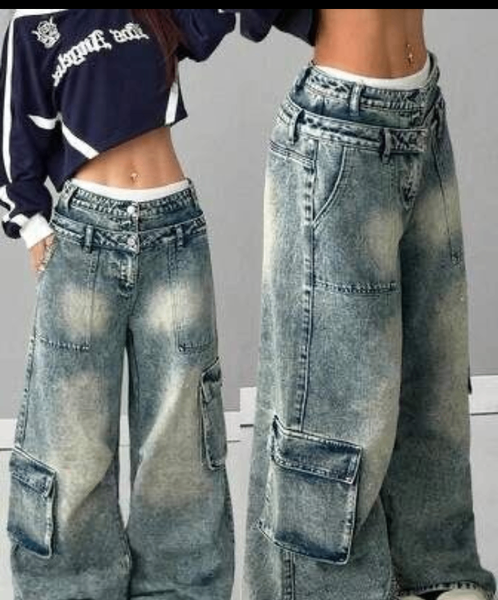 Jeans cargo larges pour femme