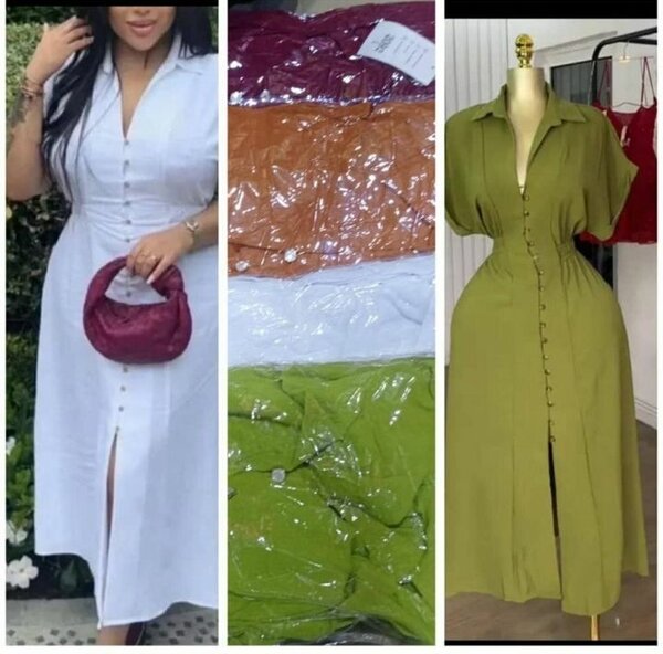 Robe mi-longue boutonnée pour femme