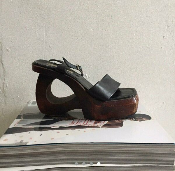 Wooden platform sandal, vintage style