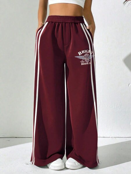 Pantalon large marron pour femme