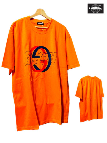 T-shirt orange homme oversize