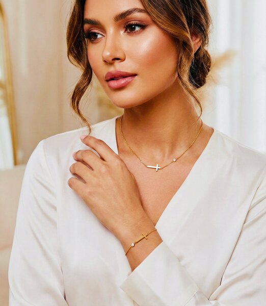 Collier et Bracelet Croix Dorés