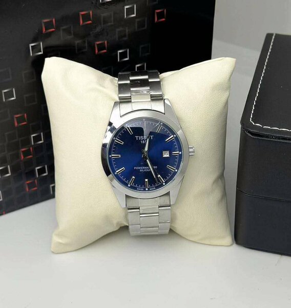 Montre Tissot homme argent et bleu