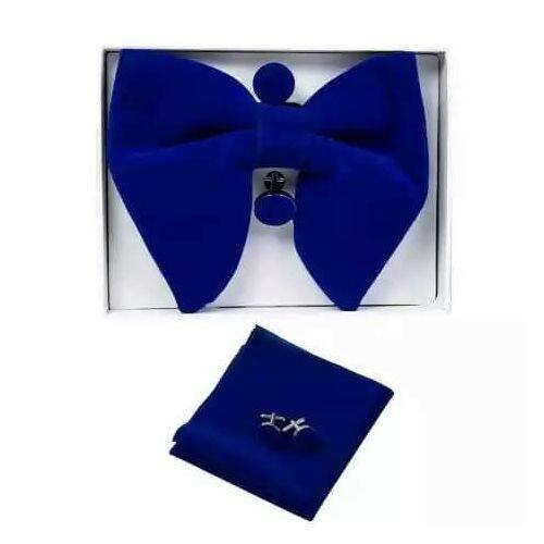 Nœud papillon bleu velours