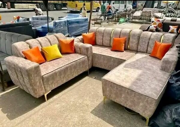 Canapé d'angle en velours gris