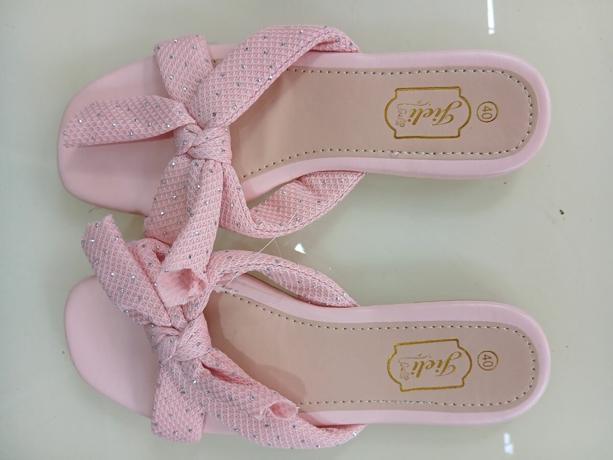 Pink Women's Sandals Bow Slides