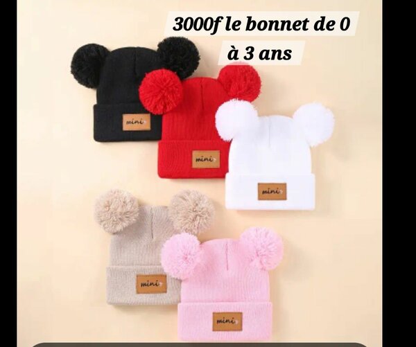 Bonnets Pompons 0-3 Ans