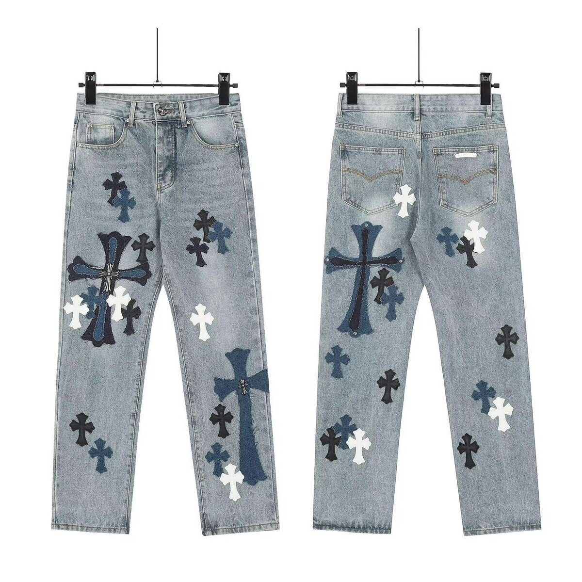 Jeans avec motifs croix uniques