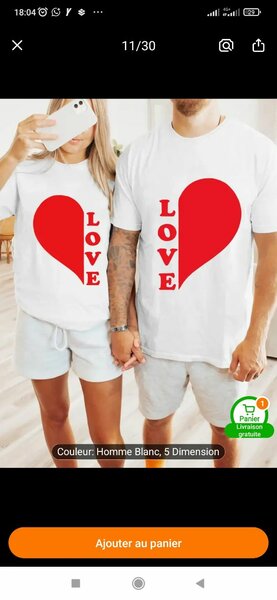 T-shirts assortis cœur Love