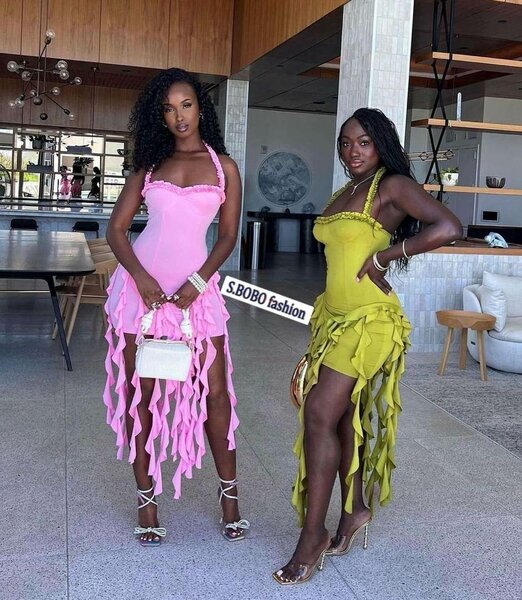 Robe cocktail volantée chic