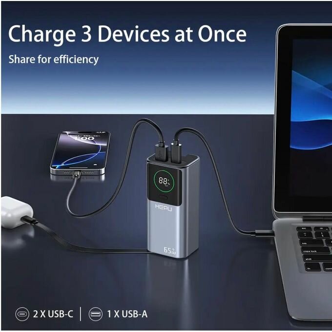Power Bank HEPU 65W 10000mAh