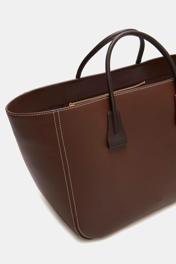 Sac cabas en cuir marron