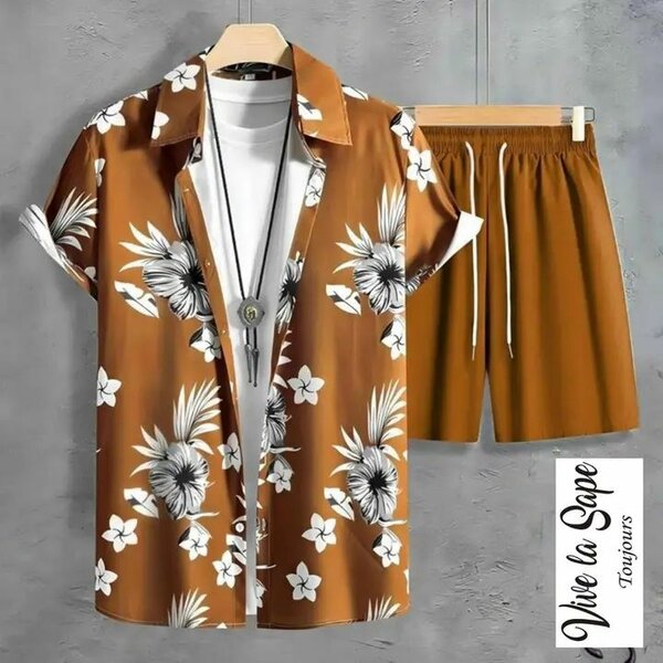 Ensemble homme tropical fleurs