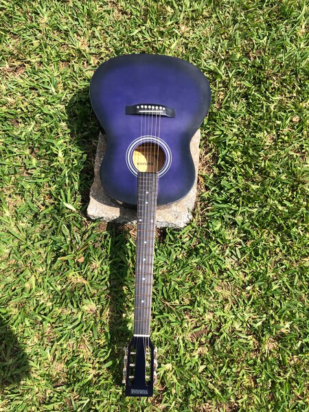Guitare acoustique Yamaha bleue