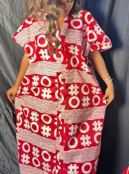 Robe africaine rouge et blanc