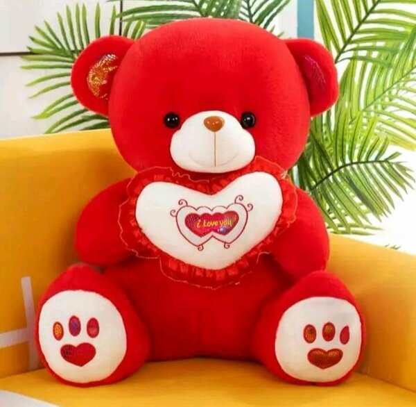 Ours en peluche rouge avec cœur