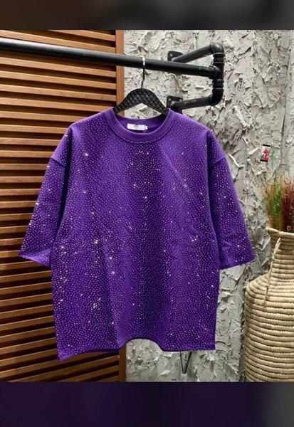 Sweat violet foncé à paillettes