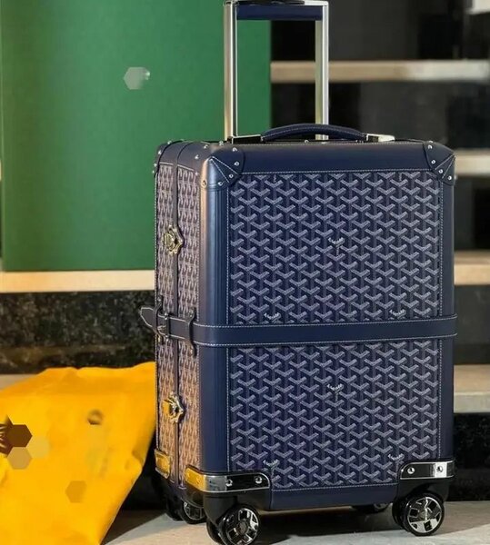 Valise Goyard Bleue Rigide à Roulettes