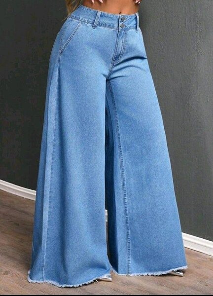 Jean large femme bleu délavé