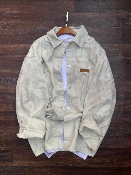 Blouson homme beige en coton