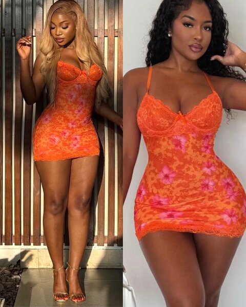 Robe orange à fleurs sexy
