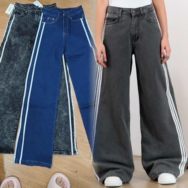 Jean évasé à bandes