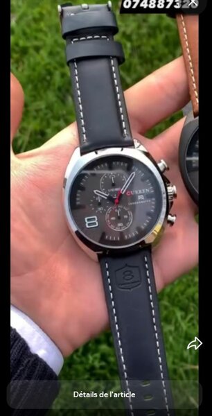 Montre homme sport cuir noire