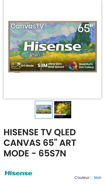 TV QLED Hisense 65" Art Mode
