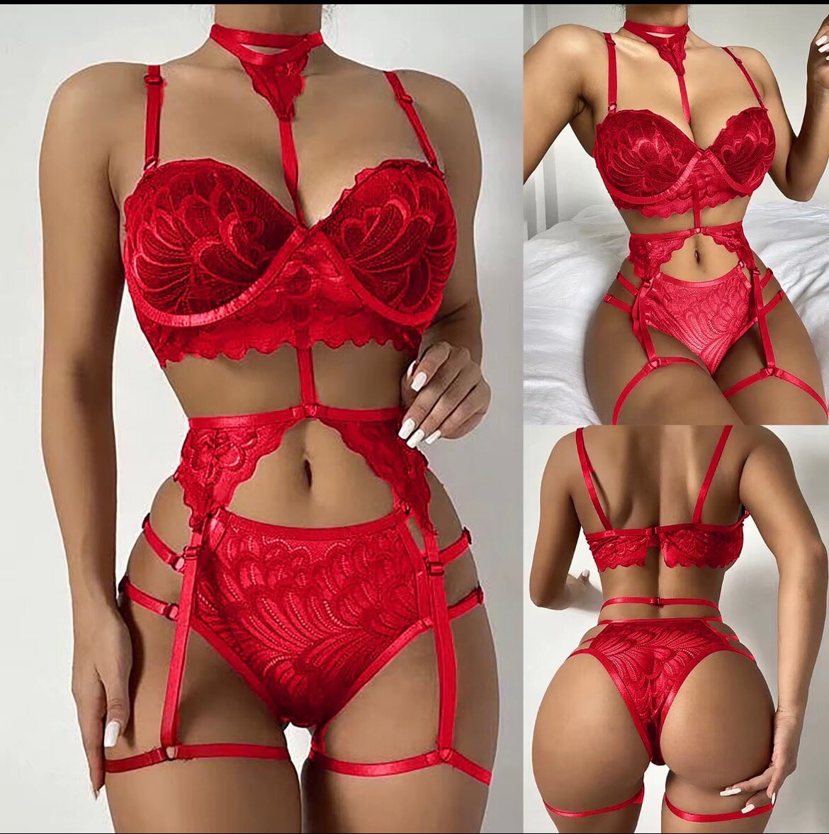 Ensemble lingerie rouge sexy