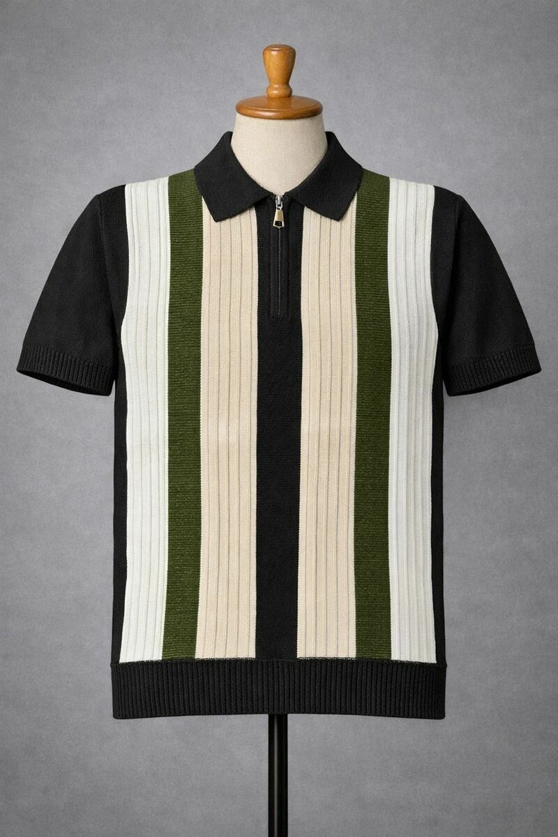 Polo homme tricoté à rayures