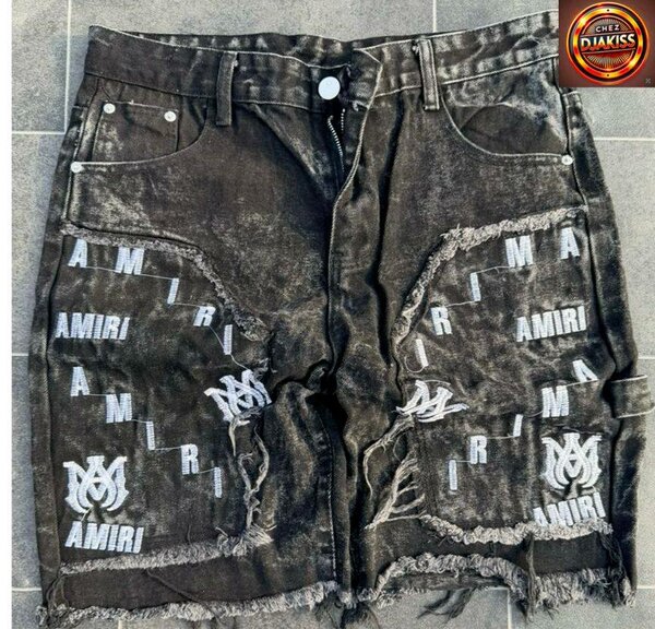 Short en jean noir Amiri