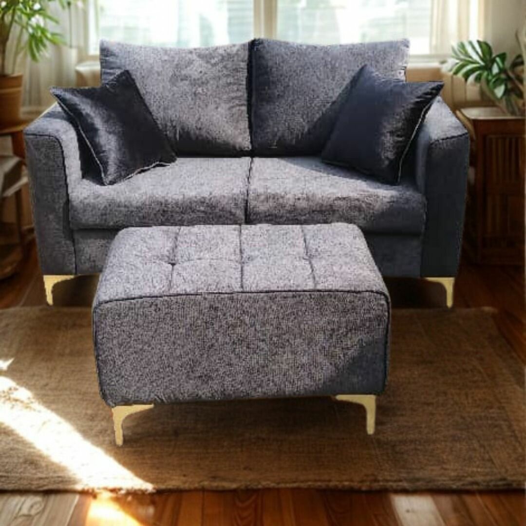 Modern Velvet Sofa with Ottoman