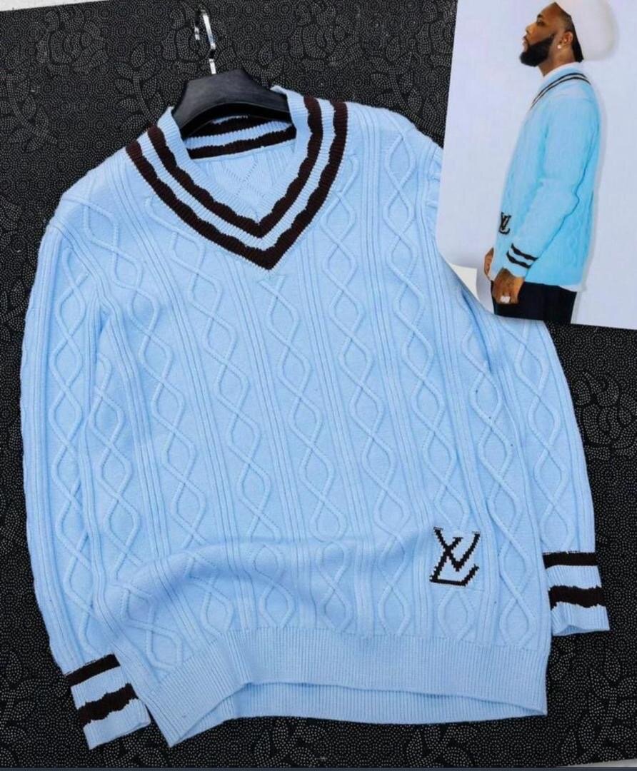 Pull en maille bleu pour homme